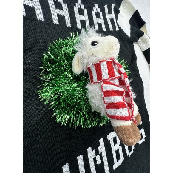 Ugly Christmas Sweater Womens Size Medium Bah Humbug 3D Sheep Lamb Holiday - Picture 6 of 7